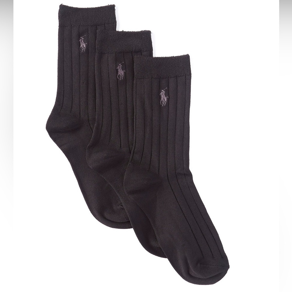 Polo Ralph Lauren Boys Super Soft Ribbed 3-Pack Dress Sock
